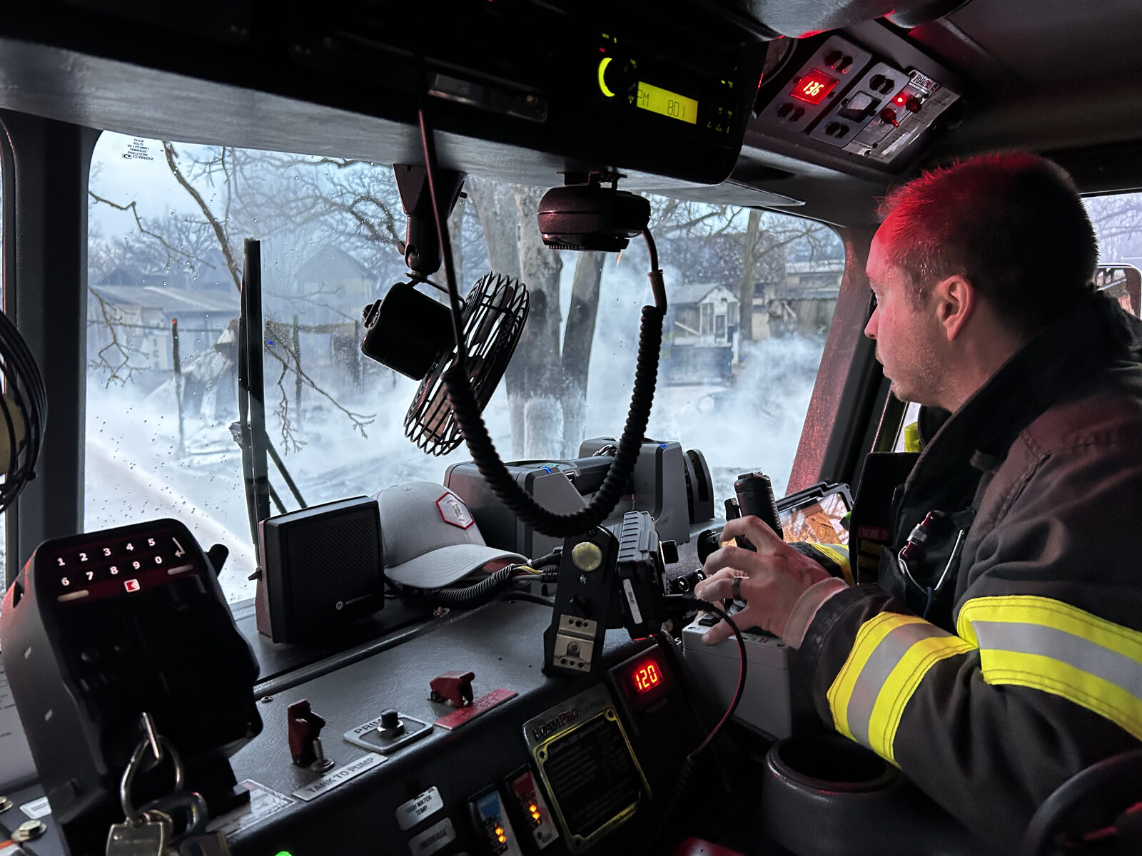 Running the bumper pump at a local festival fire